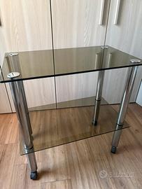 Mobiletto in vetro con ruote, porta TV /porta ogg.