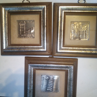 3 quadretti con incisione su lastra argento