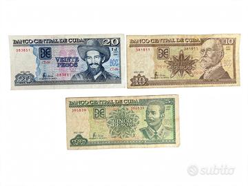 Banconote 3 pezzi pesos cubani (35 pesos)