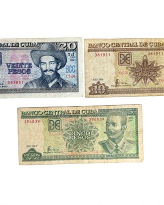 Banconote 3 pezzi pesos cubani (35 pesos)