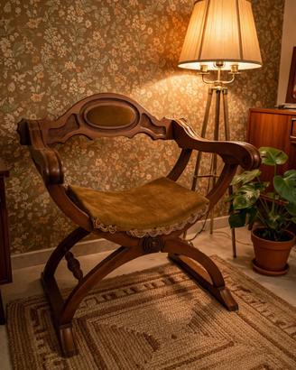 Sedia Sanovarola Vintage Legno Noce anni 70