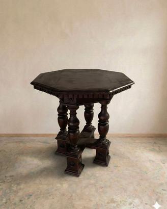 Tavolino antico ottagonale Neorinascimento