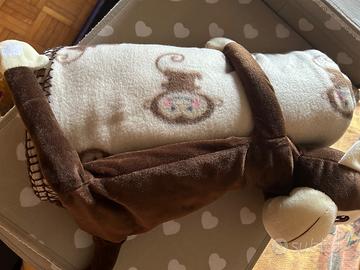 Peluche scimmietta con copertina per neonato