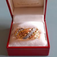 Anello a fascia larga foglie zirconi elegante