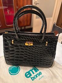 Borsa  coccodrillo vintage anni 60/70 nera