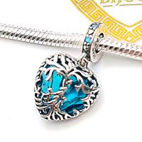 Charm argento 925 cuore albero della vita love blu