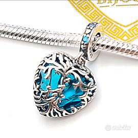 Charm argento 925 cuore albero della vita love blu
