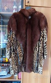 PELLICCIA IN PREGIATO OCELOT CON INSERTI IN VISONE