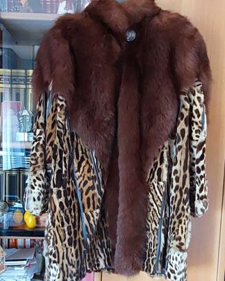 PELLICCIA IN PREGIATO OCELOT CON INSERTI IN VISONE