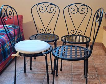 4  Sedie in ferro nero x veranda