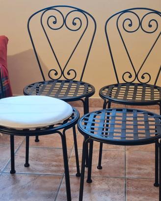 4  Sedie in ferro nero x veranda