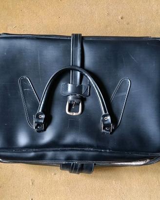 Valigia vintage in pelle? Nera, cm62x42x18 a