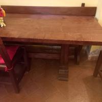 tavolo antico legno con 6 sedie con panca