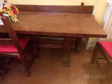 tavolo antico legno con 6 sedie con panca