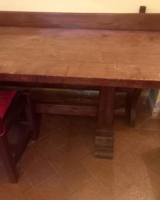 tavolo antico legno con 6 sedie con panca