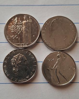 100 lire Minerva e 50 lire Vulcano piccole