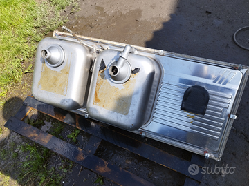 Lavello inox 2 vasche completo