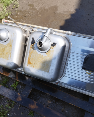 Lavello inox 2 vasche completo