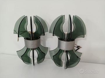 Coppia Applique Veca Vintage Anni 70 Vetro Cristal