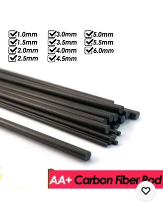 4 ASTE ASTINE  5mm Rebbio CARBONIO Jolly Brumi SCU