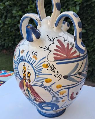  Orcio ceramica 3 manici dipinta a mano