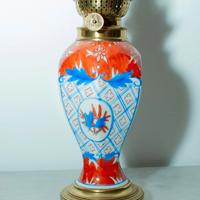 Lampada apetrolio anrica in porcellana Imari