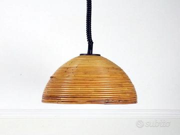 Una grande lampada a sospensione in rattan anni 60