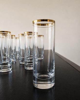 Set 9 bicchieri alti CRISTALLO bordo oro (Tumbler)