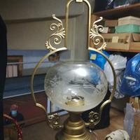 Lume da soffitto anni 1960 in ottone e cristallo