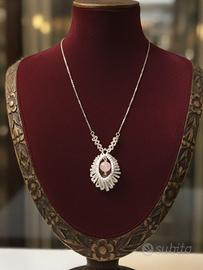 Collana Ciondolo quarzo rosa vintage pezzo unico