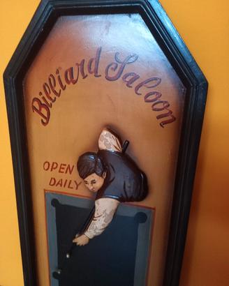 Quadretto vintage in legno Billiard Salon 