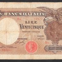 Banconota 25 lire Aquila Sabauda del 1918