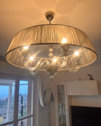 Lampadario Mangani 5 luci in vetro di murano