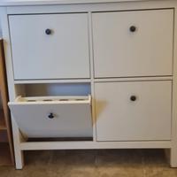 HEMNES - Scarpiera a 4 scomparti, bianco, 107x22x1