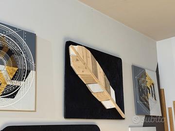 Quadro piuma in legno artigianale arredo moderno