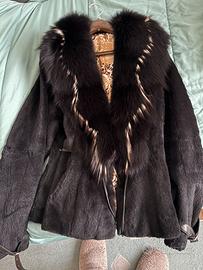 Pelliccia Lapin vero con collo ermellino