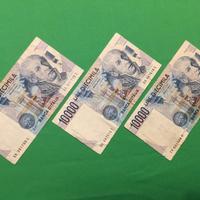 Lotto nr. 3 Banconote 10000 Lire "A. Volta" - MB