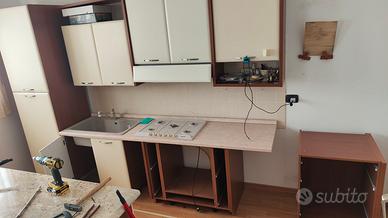 top cucina con lavello fornello 5+1 fuochi, metano