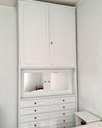 ARMADIO SHABBY 2 ANTE, 4 RIPIANI, 10 CASSETTI