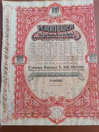 Azione Venchi Unica - Certificato azionario antico