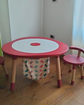 Tavolo MuTable (Stokke) rosso con accessori