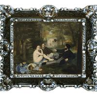 STAMPA COLAZIONE SU ERBA DI MANET CORNICE CM 45X37