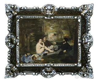 STAMPA COLAZIONE SU ERBA DI MANET CORNICE CM 45X37