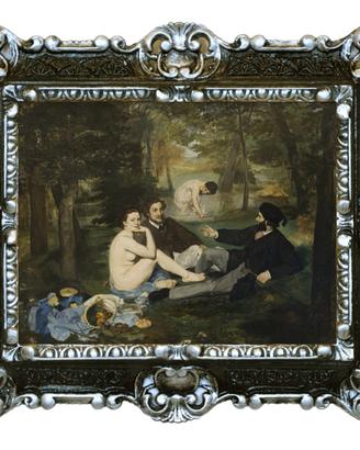 STAMPA COLAZIONE SU ERBA DI MANET CORNICE CM 45X37