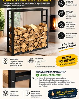 Porta legna in metallo 100x100x25 usato pochissimo