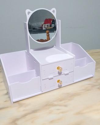 Porta trucco con specchio e cassettini