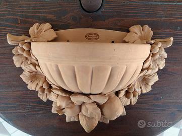 2 tasche Da Muro Per Fiori e 1 maschera Terracotta