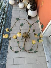 Lampadario floreale vintage 8 luci e vetro artisti