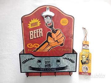 Portabottiglie/portabicchieri e apribottiglie