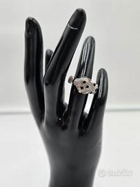 Anello Panthere Simil Cartier in Oro Bianco e Pave
